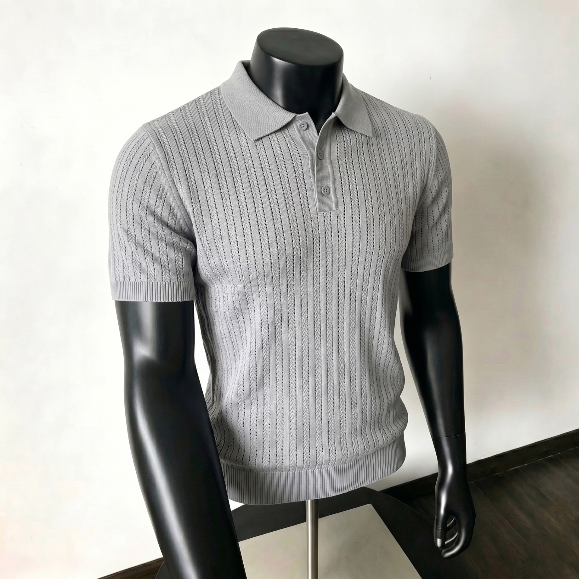 Polo camiseta de punto camiseta de manga corta camiseta de hombre con solapa viejo estilo de negocios texturas de hielo verano fábrica transfronteriza al por mayor
