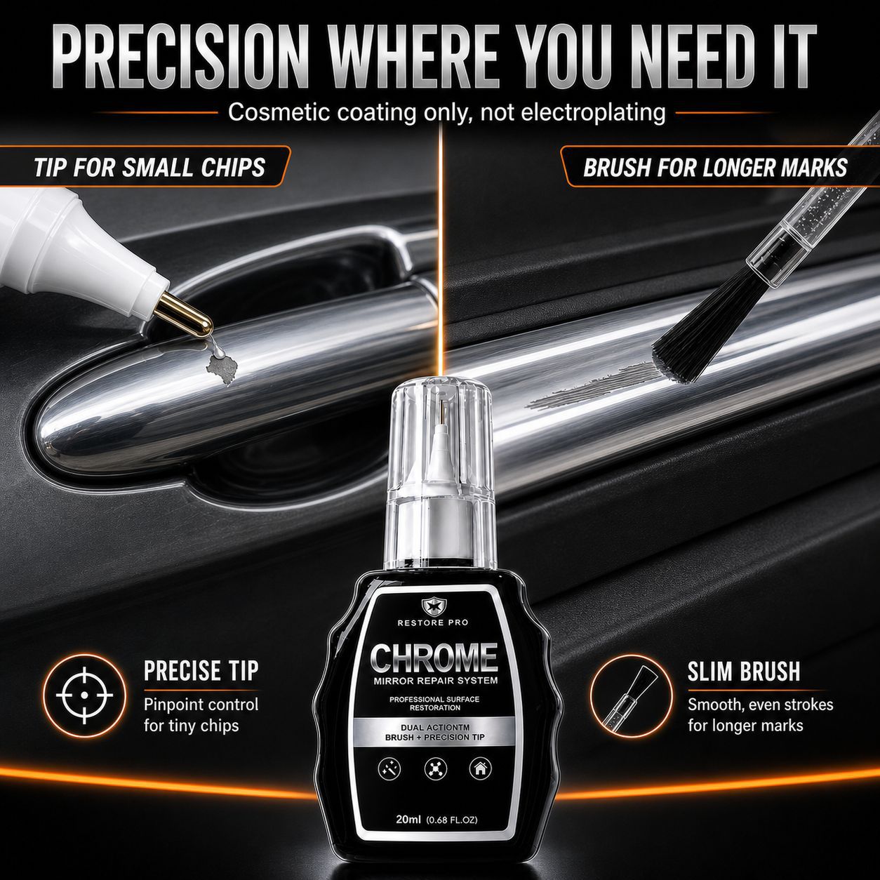 Cross-border automotive hardware chrome-plated double-head repair liquid for silver metal scratch touch-up, color restoration, and refurbishment