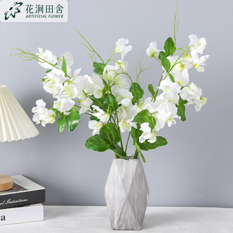 Artificial Flowers with Leaves, Pea Flowers, Nordic Home Hotel Soft Decoration Projects, Wedding Ornaments, Flower Arrangements, Bonsai, Artificial Flowers