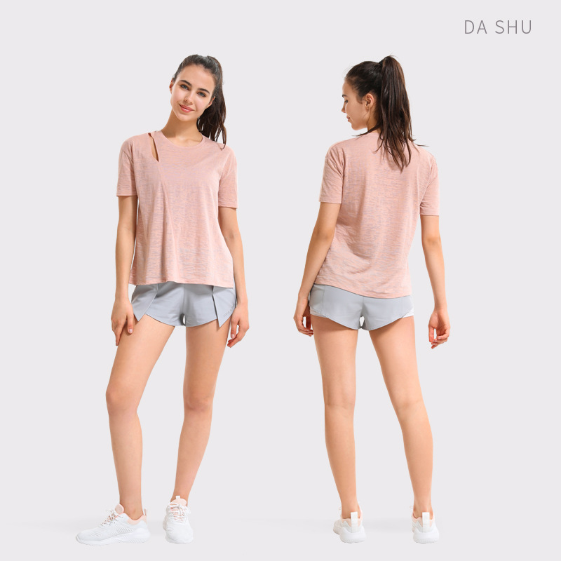 春夏运动短袖套装女 薄款时尚t恤宽松跑步运动短裤健身训练瑜伽服|ru