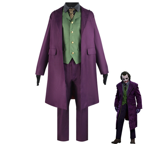 Batman Dark Knight costume Heath Ledger purple Joker cosplay Halloween party performance costume