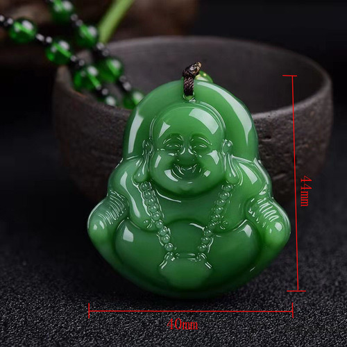 Imitation jade guanyin Buddha necklace with green jade jade paragraph sweater chain of men and women present sell like hot cakes
