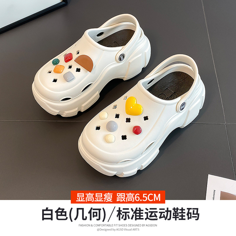 Augustion zapatos con agujeros de suela gruesa para mujer 2025 ropa de verano nueva playa con suela suave, sandalias y pantuflas de eva