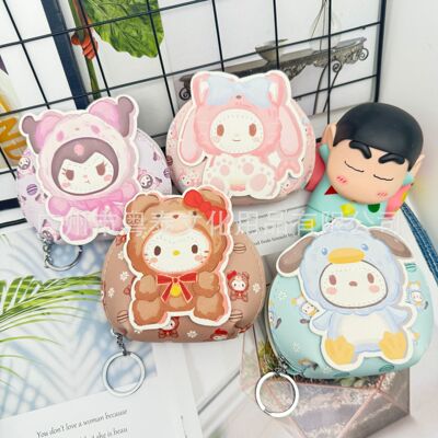 Sanrio, мультяшный круглый милый кошелек, брелок, монеты, наушники, сумка-органайзер, кукла, подарок на день рождения