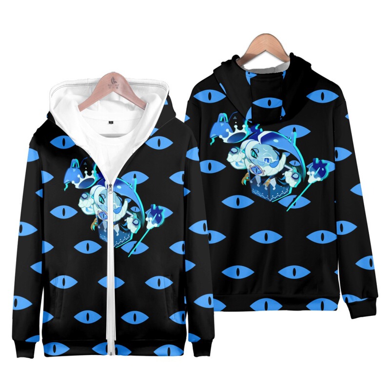 3D New Beast Cookie Shadow Milk Cookie Plush Pullover Hooded Zip-Up Sweatshirt
