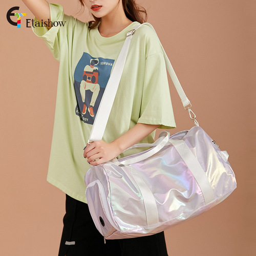 Cross-border new gradient color travel bag for women European and American short-distance waterproof folding luggage bag portable shoulder fitness bag