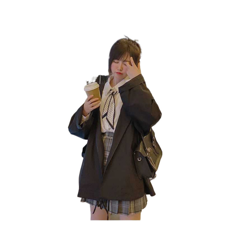 连帽风衣黑色外套女新款秋季女防晒宽松显瘦百搭原宿风|undefined