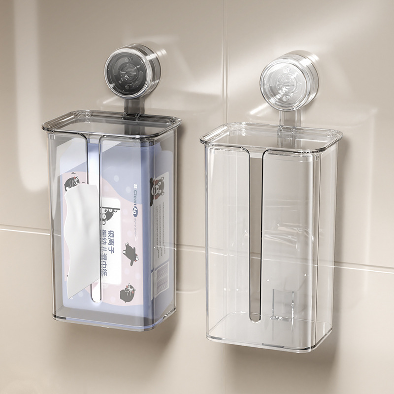 Suction Cup Bathroom Tissue Box, No-Drill Wall-Mounted Household Toilet Paper Holder, Toilet Tissue Box, Napkin Holder
