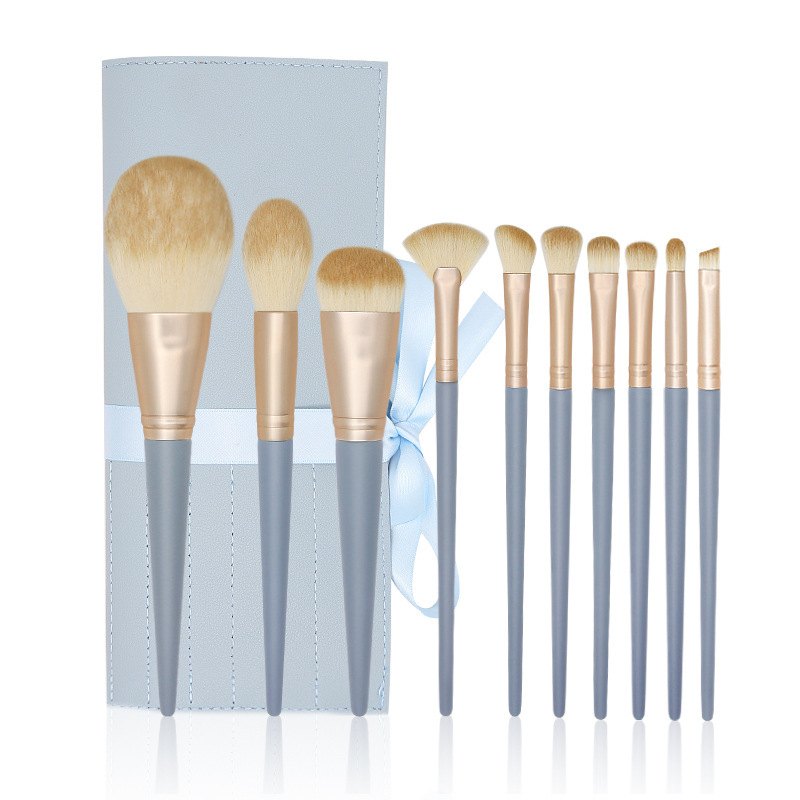 Juego de 10 Brochas de Maquillaje Profesionales Fenglida, Color Azul, Brocha para Sombras de Ojos, Brocha para Polvos Sueltos Ultra Suave, Brocha para Rubor, Herramientas de Belleza al por Mayor