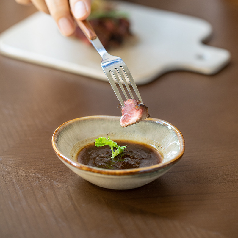 Yunhuang retro hacer viejos platos de cerámica, platos de sabor, condimentos de barbacoa, platos de condimentos de alquiler, platos domésticos, exportación transfronteriza
