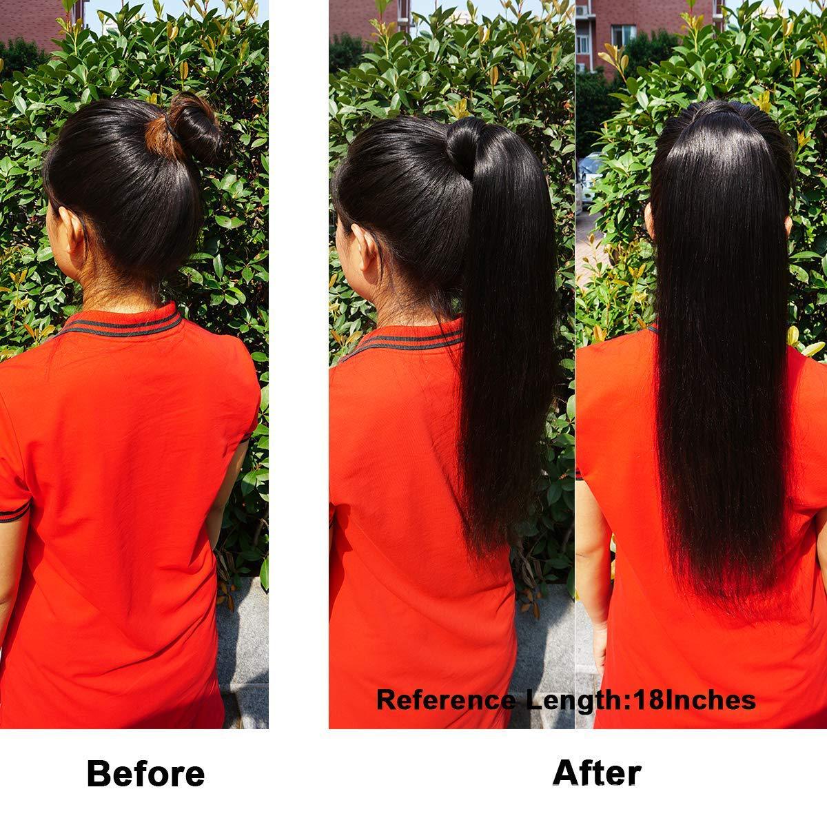 Cordón recto Cola de Caballo pelo real Cola de caballo cordón cabello humano seda Cola de Caballo peluca