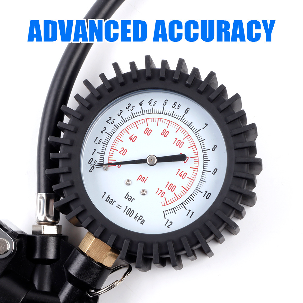 Mechanical pointer tire pressure gun (European, Japanese, and American standards) car tire inflator with pressure gauge, auto repair tool