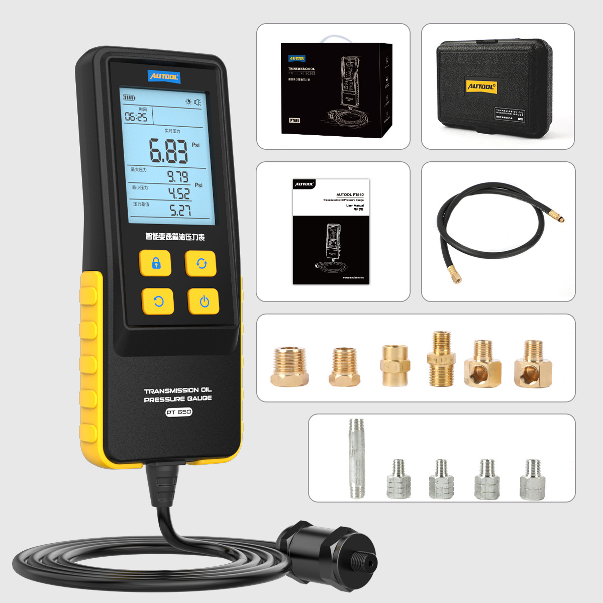 AUTOOL PT650 medidor de presión de aceite de transmisión inteligente para automóvil