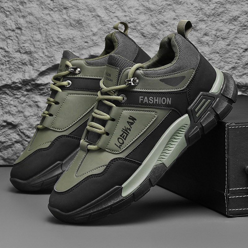 2025 primavera nuevo tipo de zapatos deportivos casuales para hombres estilo coreano versátil al aire libre zapatos de montaña zapatos de trabajo antideslizantes resistentes al desgaste