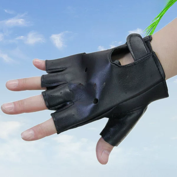 Leather gloves fitness nightclub pole dance gloves driving cycling sports dance fingerless gloves in stock