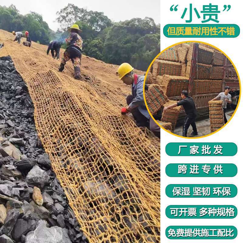 专用椰纤维网CF网护坡固土椰网生态复绿工程植被防冲沙源头批发