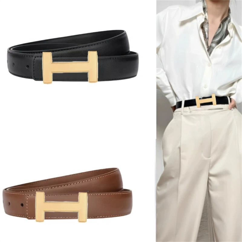 2.5H Letter Buckle Cowhide Women's Belt Genuine Leather Dress Decoration Jeans Belt Women's Versatile Fashion Trend