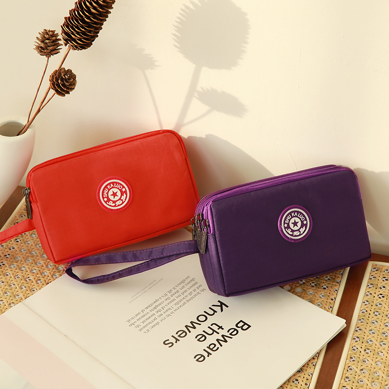 Nuevo bolso de teléfono móvil de tres capas de 7 pulgadas bolso de mano de tela bolso de cambio bolso de mano bolso de promoción