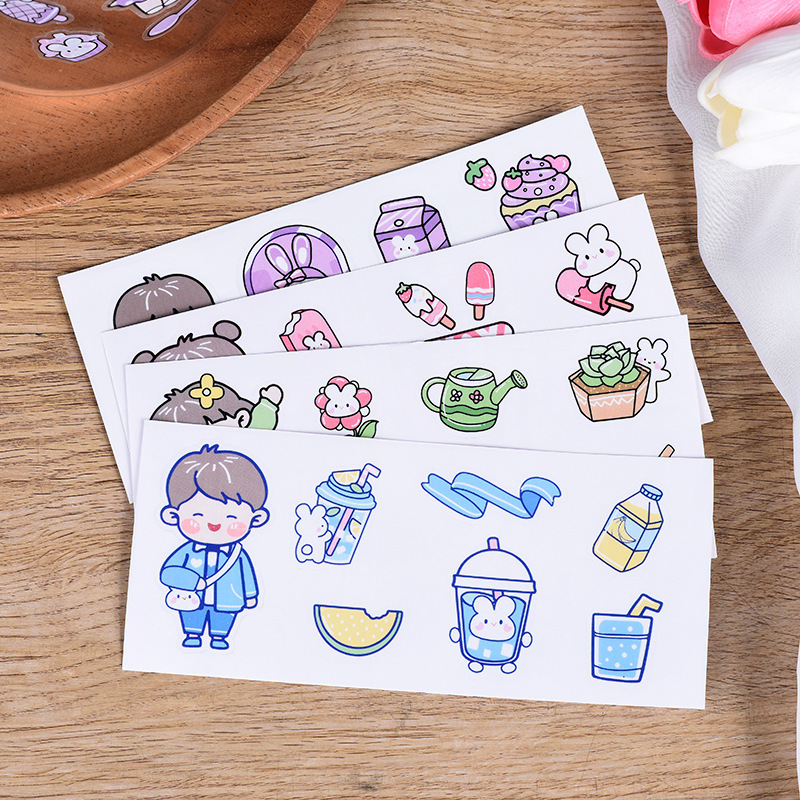 South Korea cute cartoon vacuum cup waterproof stickers ins style pvc stickers water Cup Notebook Journal student stickers