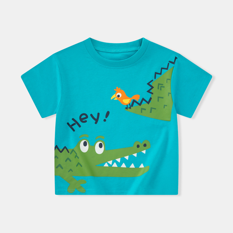 Be top camiseta de manga corta para niños verano nuevo estilo chico chaqueta de bebé dibujos animados cocodrilo envío transfronterizo de una pieza