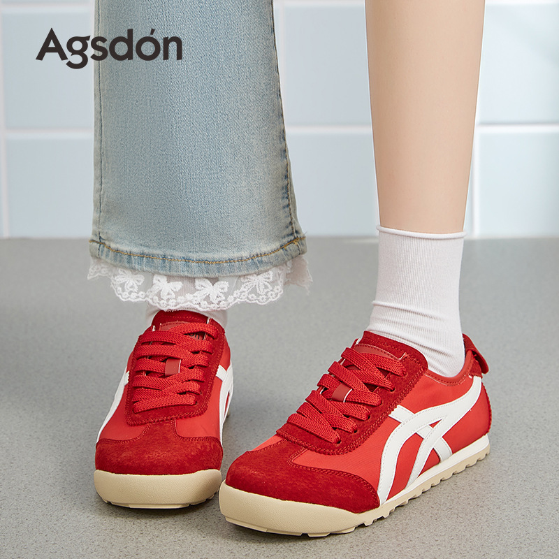 Augustion Red Alemania Training Shoes Mujer 2025 Nuevo verano Suela plana Casual Forrest Gump Zapatos de dopamina