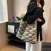 Japanese retro knitted capacious shoulder bag for leisure, woven fashionable one-shoulder bag, 2023, Korean style