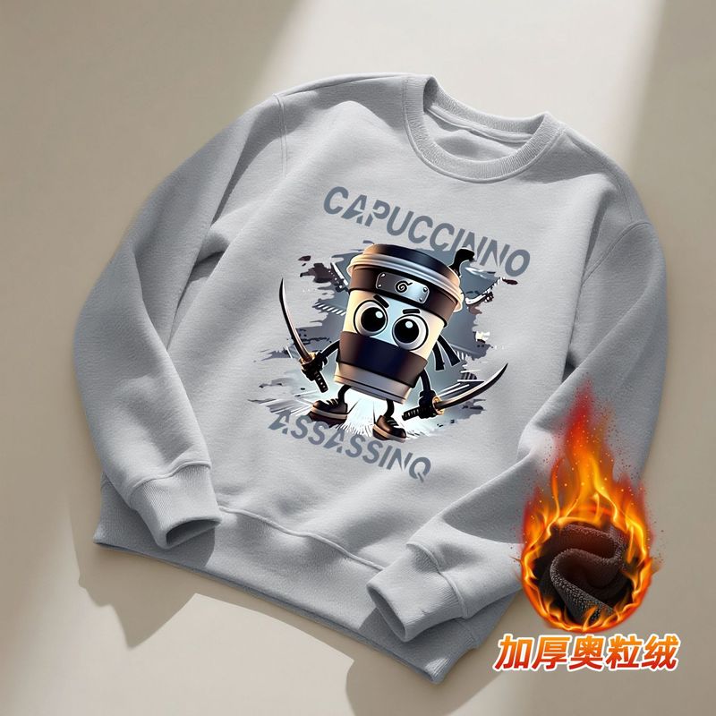跨境货源咖啡忍者卡布卡布趣味儿童卫衣圆领套头童装休闲秋冬上衣|undefined