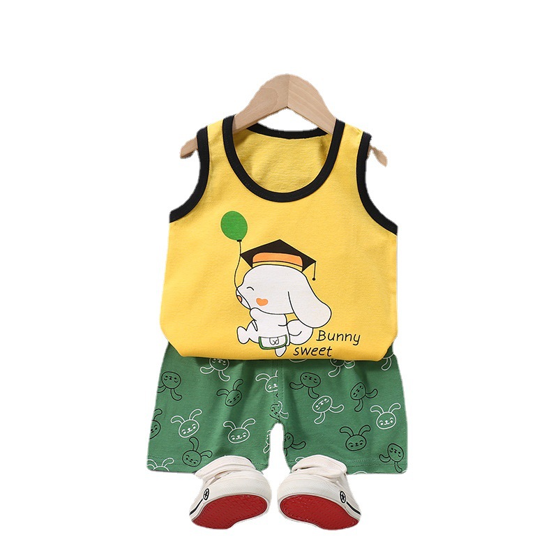 Chaleco DE LOS NIÑOS traje de algodón sin mangas verano nuevas niñas Sling shorts bebé algodón ropa para niños al por mayor