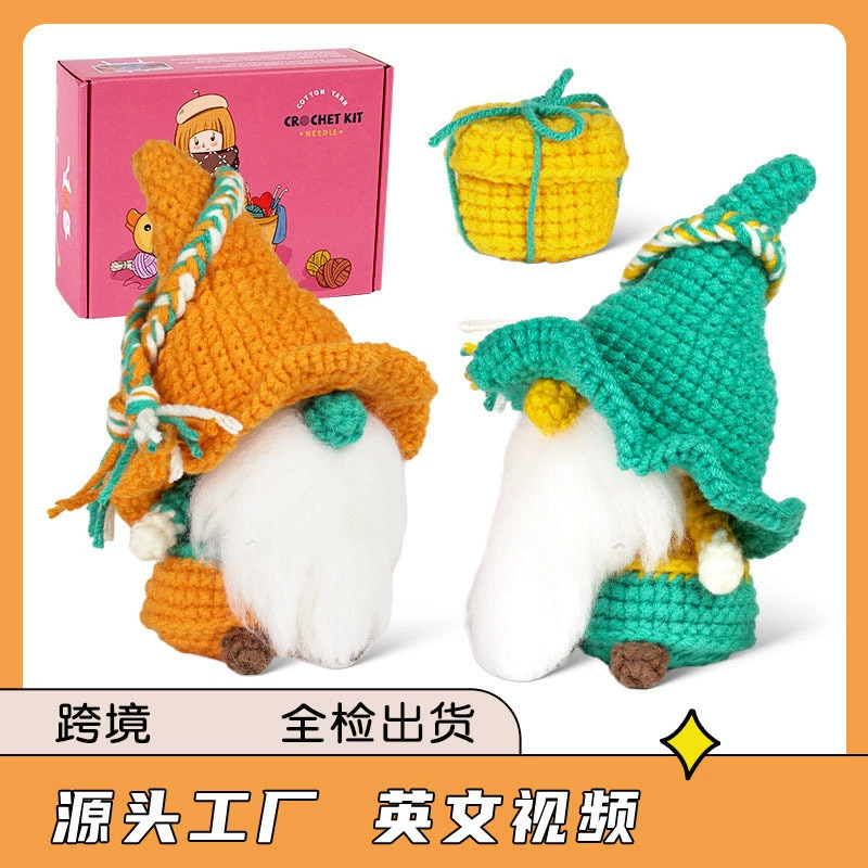 Английское руководство Amazon, новый комплект материалов для вязания крючком, кукла ручной работы, сделай сам, комбинация оранжевого и зеленого гнома