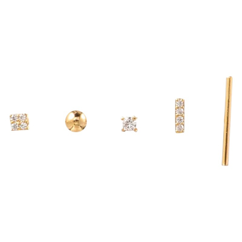 [Conjunto de cinco piezas] pendientes 925 agujas de plata pendientes pequeños de mujer simples pendientes personalizados ins moda