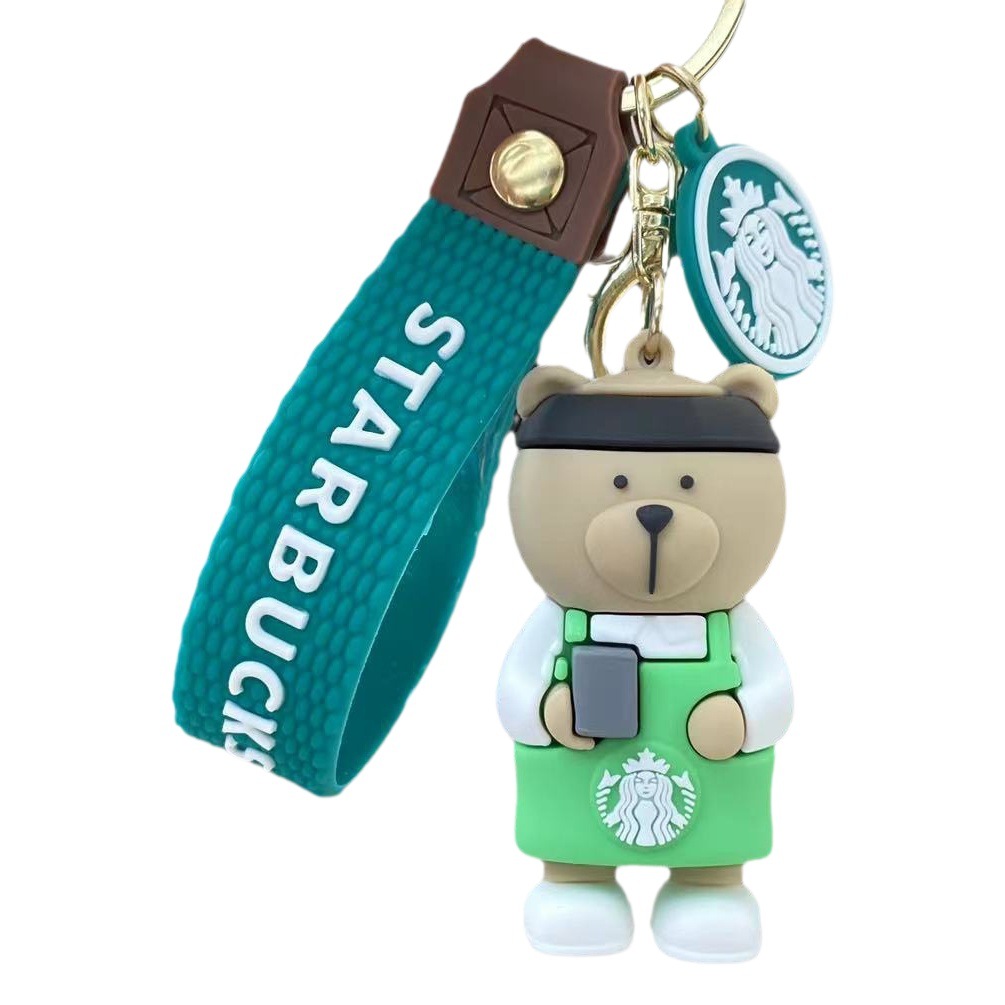 Cruzar la frontera Starbucks leche taza de té llavero lindo oso coche clave colgante muñeca máquina regalo al por mayor