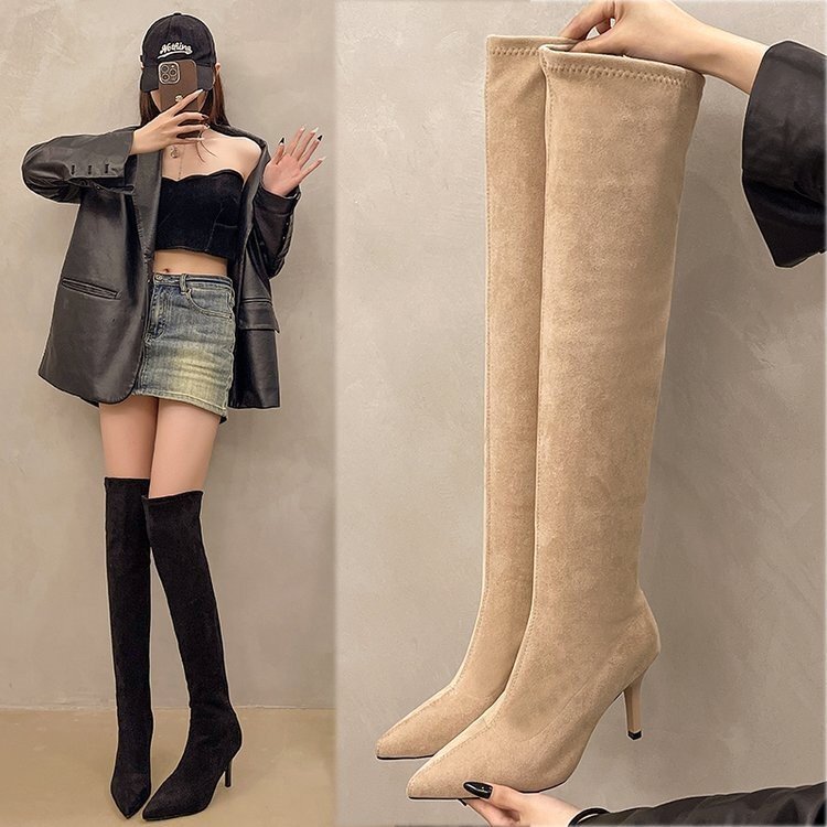 Foreign Trade Large Size Women's Shoes 2025 Autumn and Winter New High Heels High Tube Stiletto Pointed Toe Niche Classic Versatile Knight Boots Foreign Trade Large Size Women's Shoes 2025 Autumn and Winter New High Heels High Tube Stiletto Pointed Toe Niche Classic Versatile Knight Boots