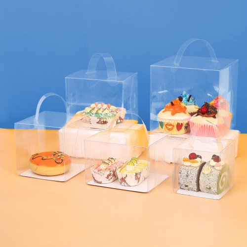 White cardboard holder PET plastic portable cake biscuit candy baking chocolate snowflake crisp transparent box
