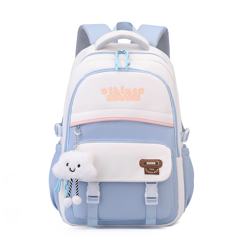 Mochila escolar transfronteriza para niñas, versión coreana elegante, gran capacidad, ligera, que reduce la carga y protege la columna vertebral, mochila de doble asa para estudiantes de secundaria.