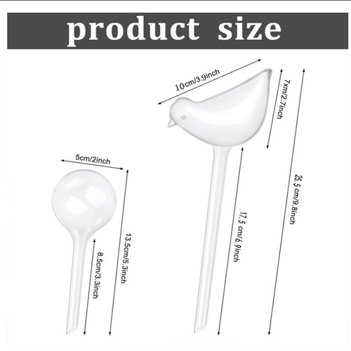 Transparent automatic bulb plant watering device, bird-shaped flower and plant watering device, lazy plant pot PVC water seepage device