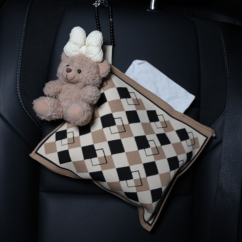Car Tissue Box: Biqi Bixing Car tissue box/set - orange-white-spots-beige-bear