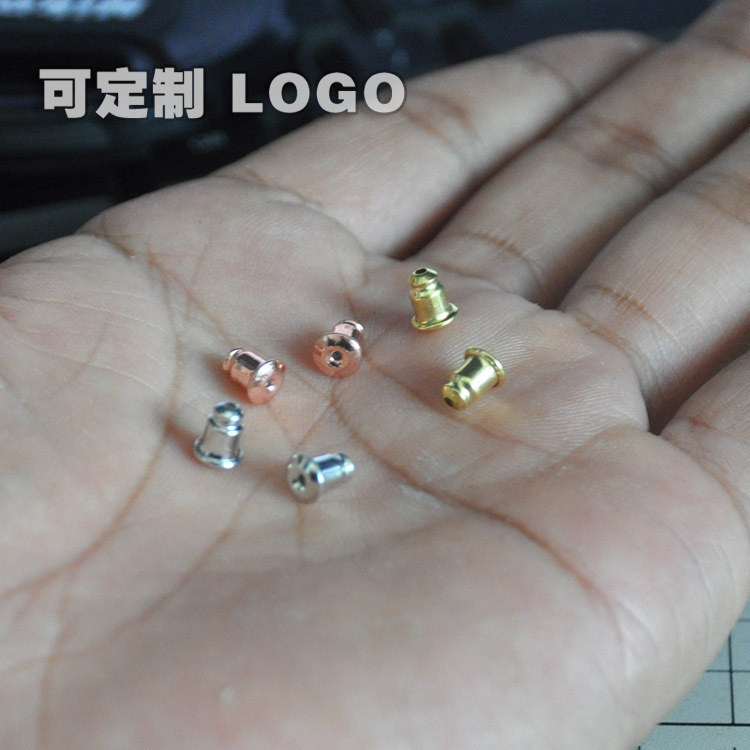 铜子弹头耳堵内硅胶耳钉塞玫瑰金色耳迫白银色大号耳环后塞背扣帽