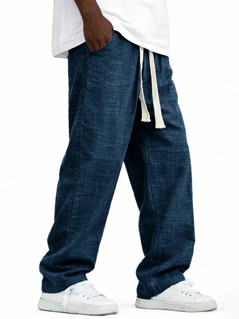 Herren Leinenhose Mit Geradem Bein Für Sommer Und Freizeit_voghion.com