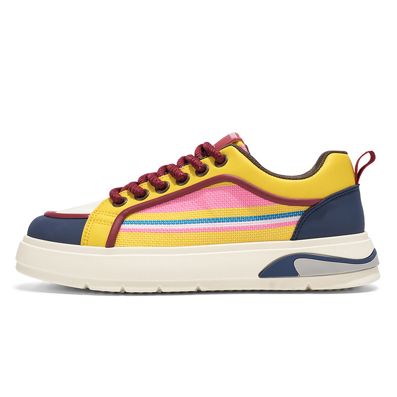Zapatos de tablero de color personalizado para hombres, nicho, zapatos de moda de todo fósforo de Harajuku, zapatos de hombre de suela gruesa de verano para estudiantes, zapatos deportivos y casuales 2025