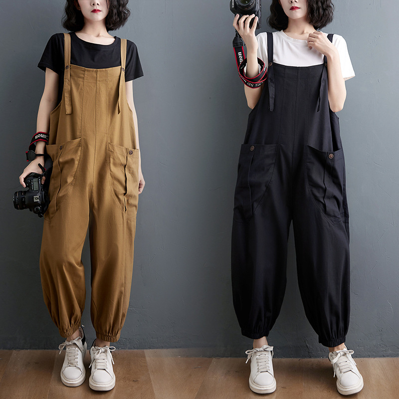 6528 # Loose-Fitting, Artistic, Versatile Casual Pants with Large Pockets, Cargo Pants, Harem Pants