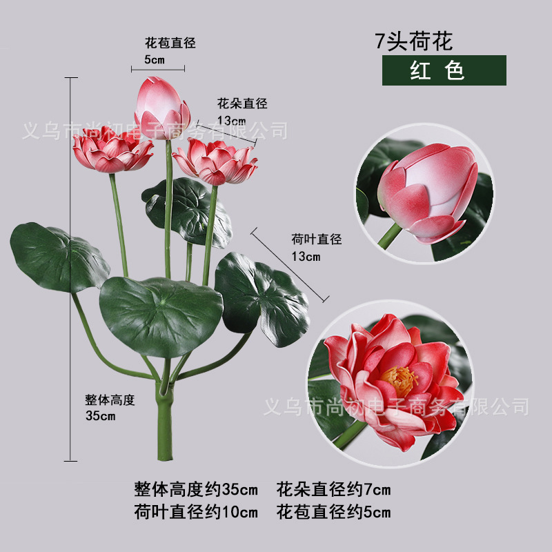 Con siete flores de loto (rojo)