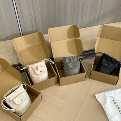 法国龙镶抽绳水桶包王曼昱同款小福袋包牛皮小水桶迷你单肩斜挎包