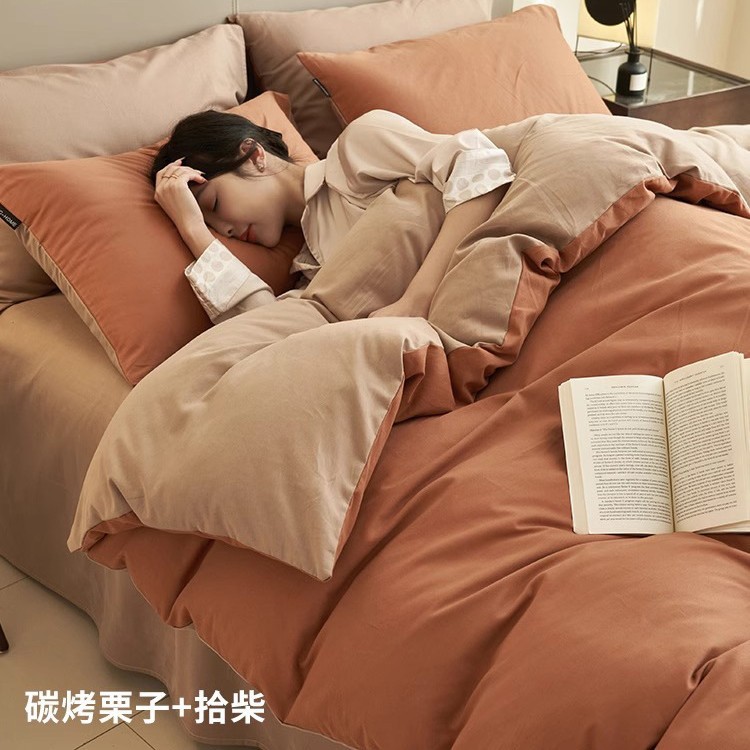 Cama de algodón de cuatro piezas de algodón puro 2025 nuevo estilo sábana funda de edredón sábana ropa de cama de dormitorio de tres piezas