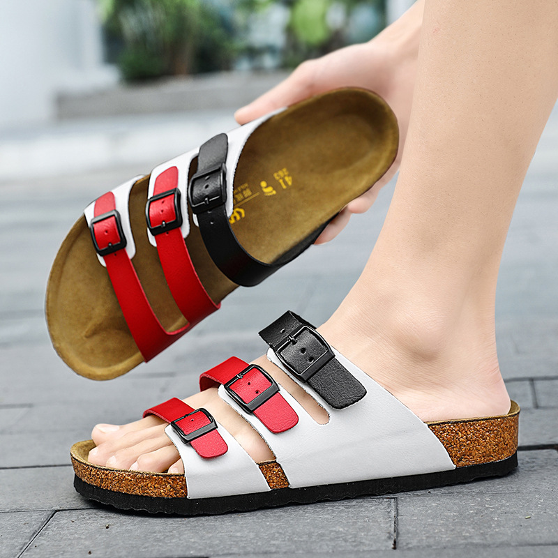 Nueva moda de verano pareja de sandalias de dedo para el hogar, zapatillas casuales para hombres y mujeres con suela gruesa