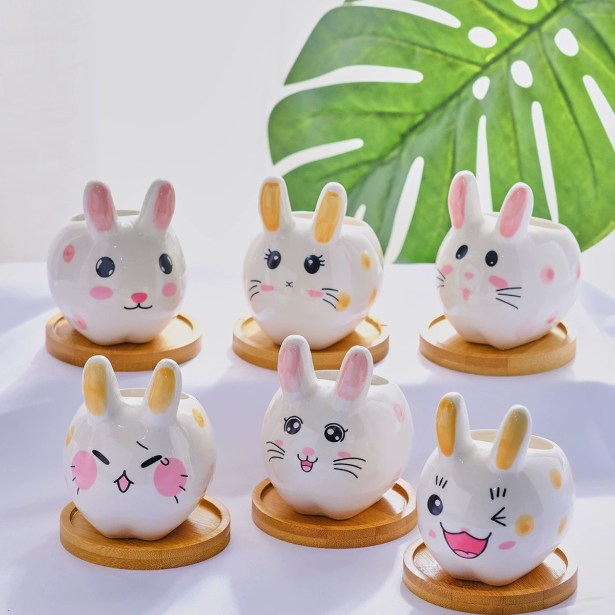 Succulent plant cartoon carved cement hand -painted flower pot desktop pallets wholesale