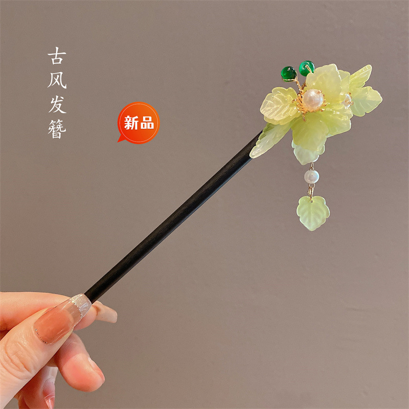 Nueva horquilla de estilo antiguo chino, horquilla de madera femenina, borla, paso a paso, nueva horquilla de estilo chino, horquilla simple