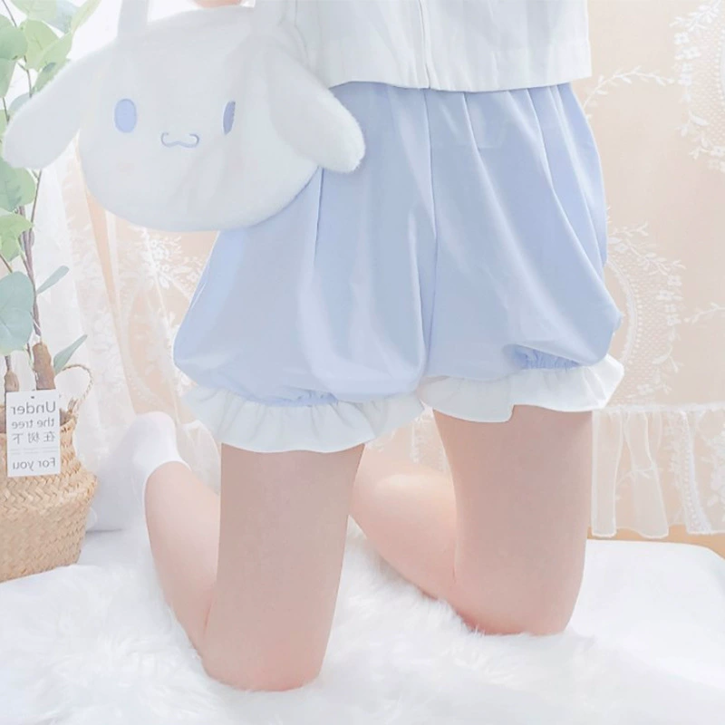 Симпатичные летние тонкие кружевные брюки в стиле Лолита с тремя точками в японском стиле, трехточечные брюки больших размеров, безопасные леггинсы в виде тыквы