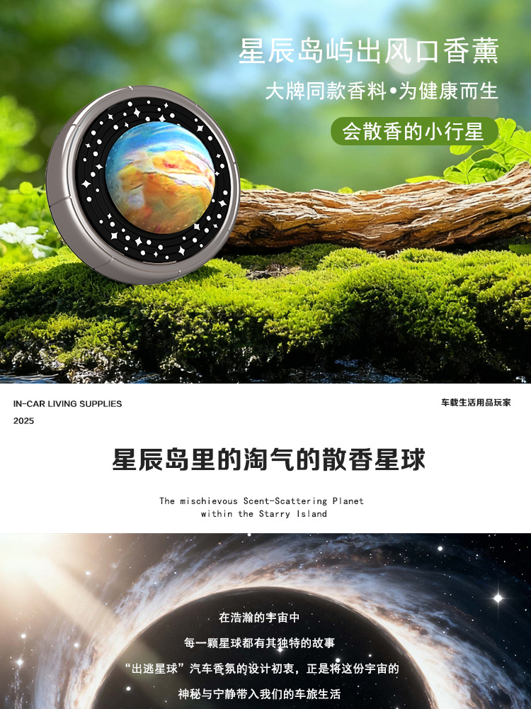 Planet-Shaped Car Air Freshener with Rotating Design for Car Air Vents, High-End Perfume Ornament for Air Conditioning Vents