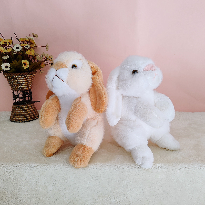 Muñeca de conejo animal de simulación transfronteriza, juguete de peluche de conejo de orejas caídas, muñeca de conejo para niños, regalo de cumpleaños al por mayor