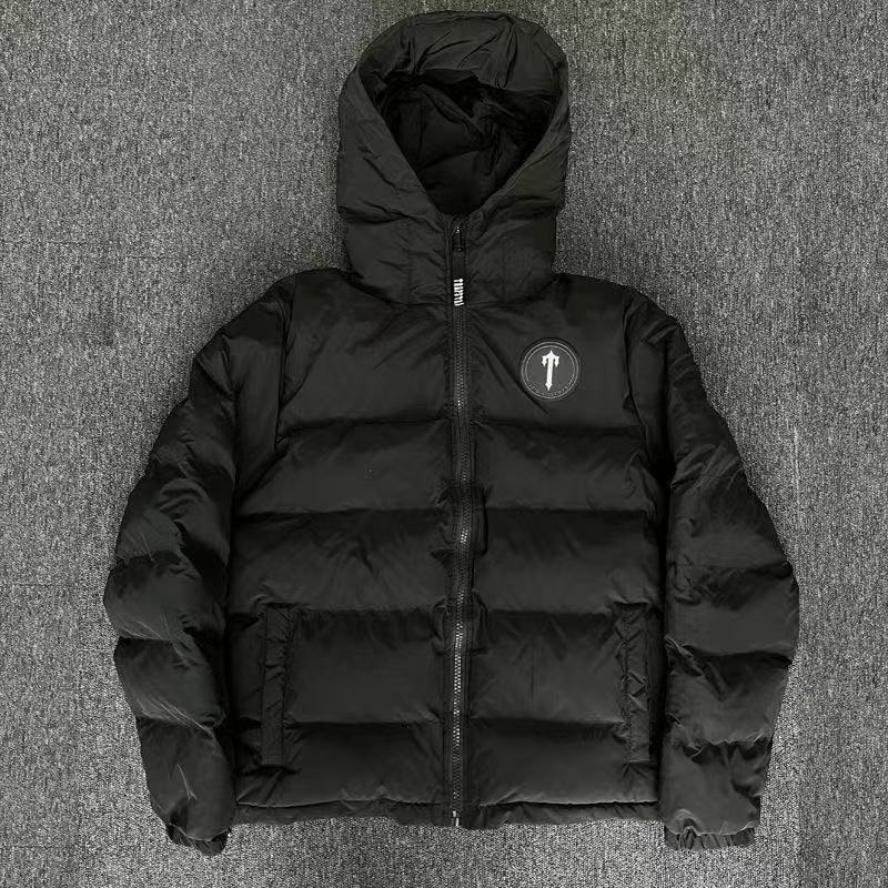 外贸跨境冬季潮流Trapstar连帽棉服背面刺绣男士加厚时尚外套棉衣|undefined